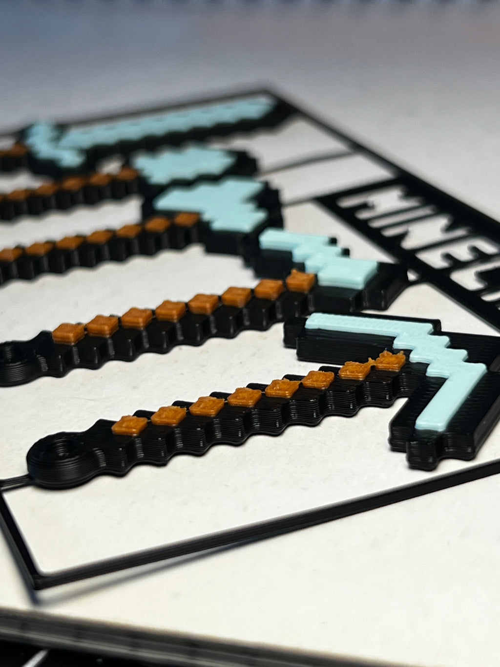 Minecraft Keychain Set of 5 Tools Sword Pickaxe Shovel Gift