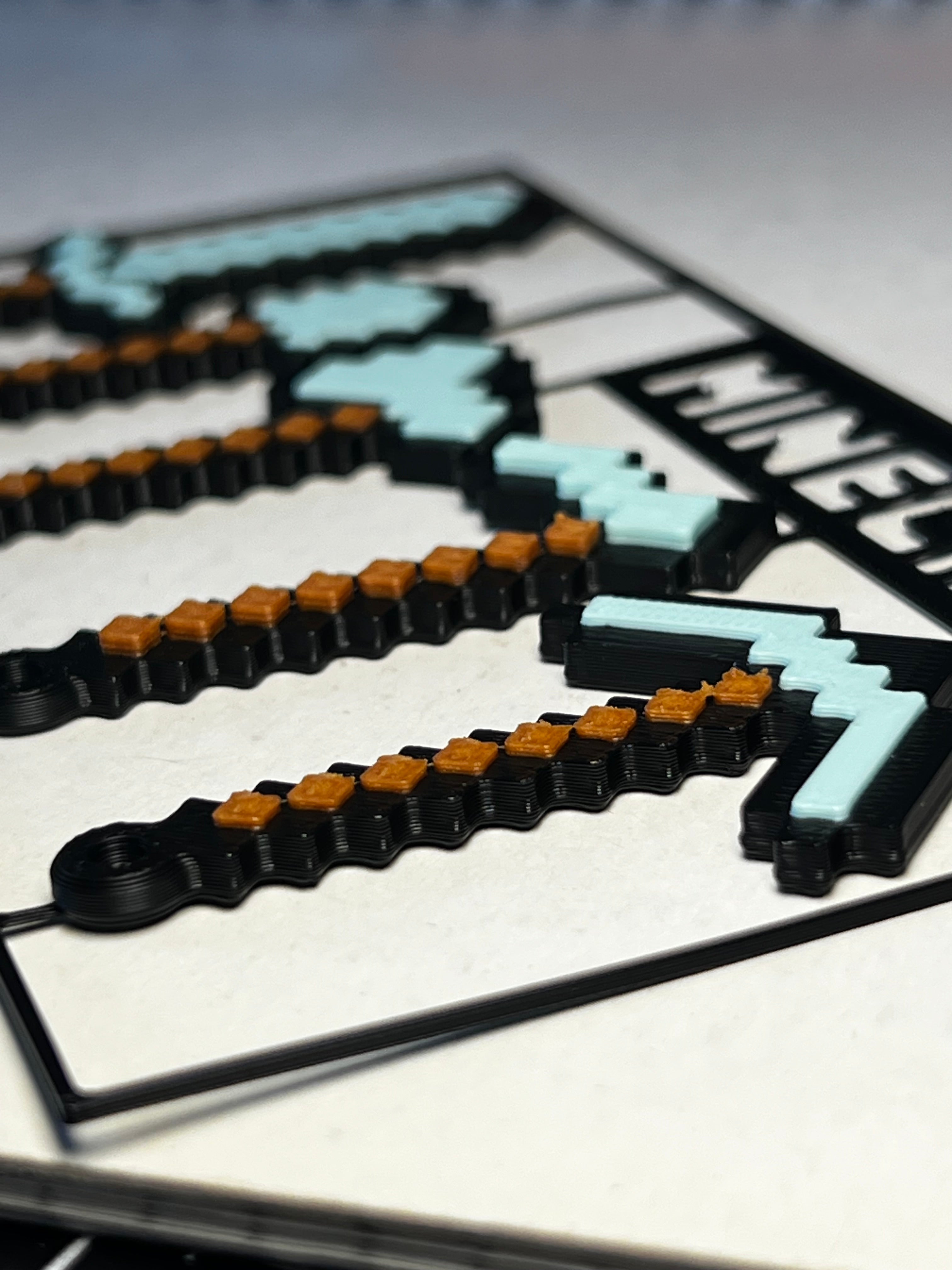 Minecraft Keychain Set of 5 Tools Sword Pickaxe Shovel Gift