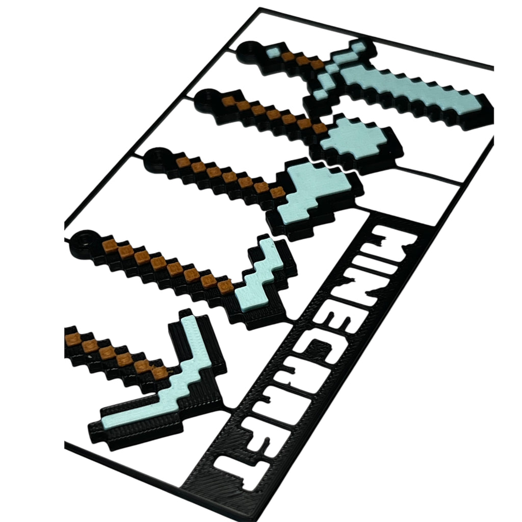 Minecraft Keychain Set of 5 Tools Sword Pickaxe Shovel Gift