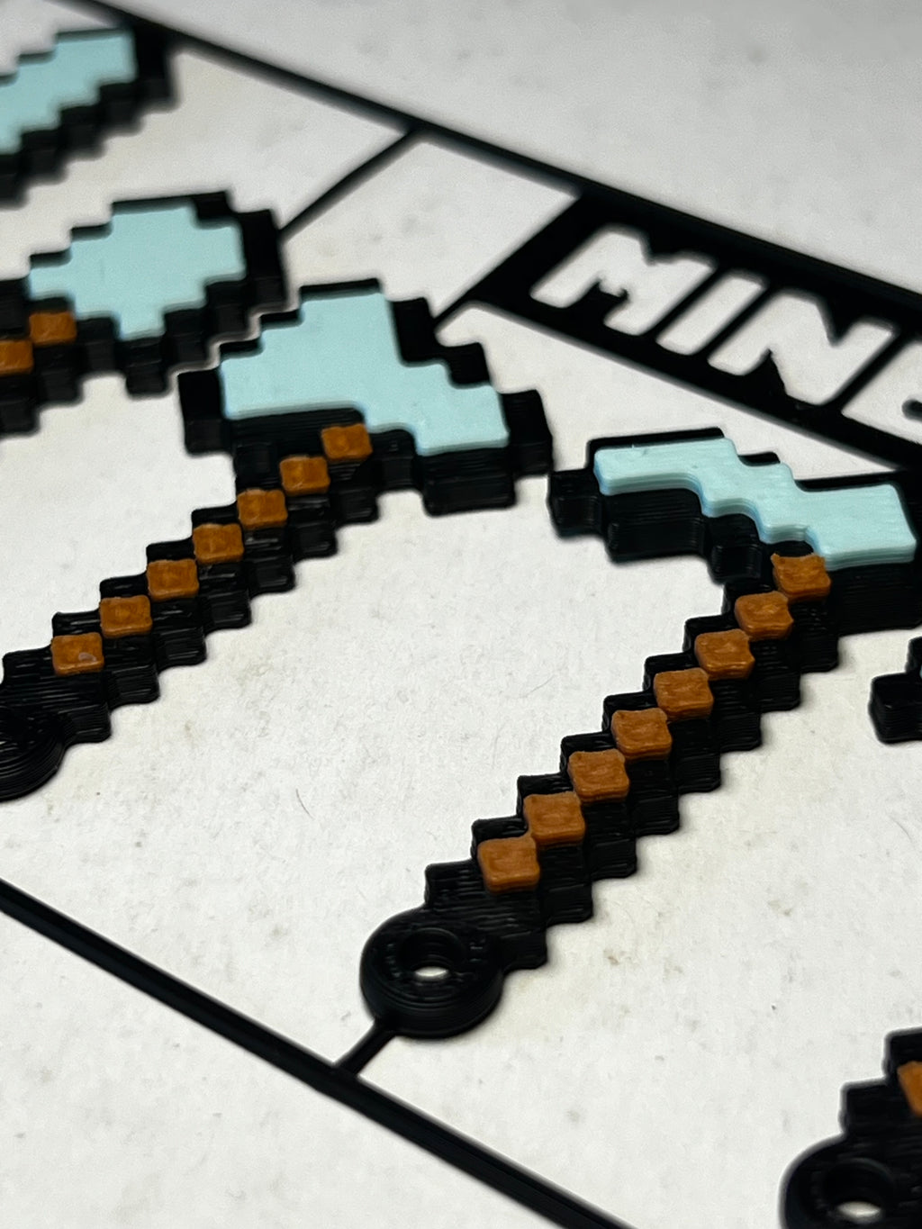 Minecraft Keychain Set of 5 Tools Sword Pickaxe Shovel Gift