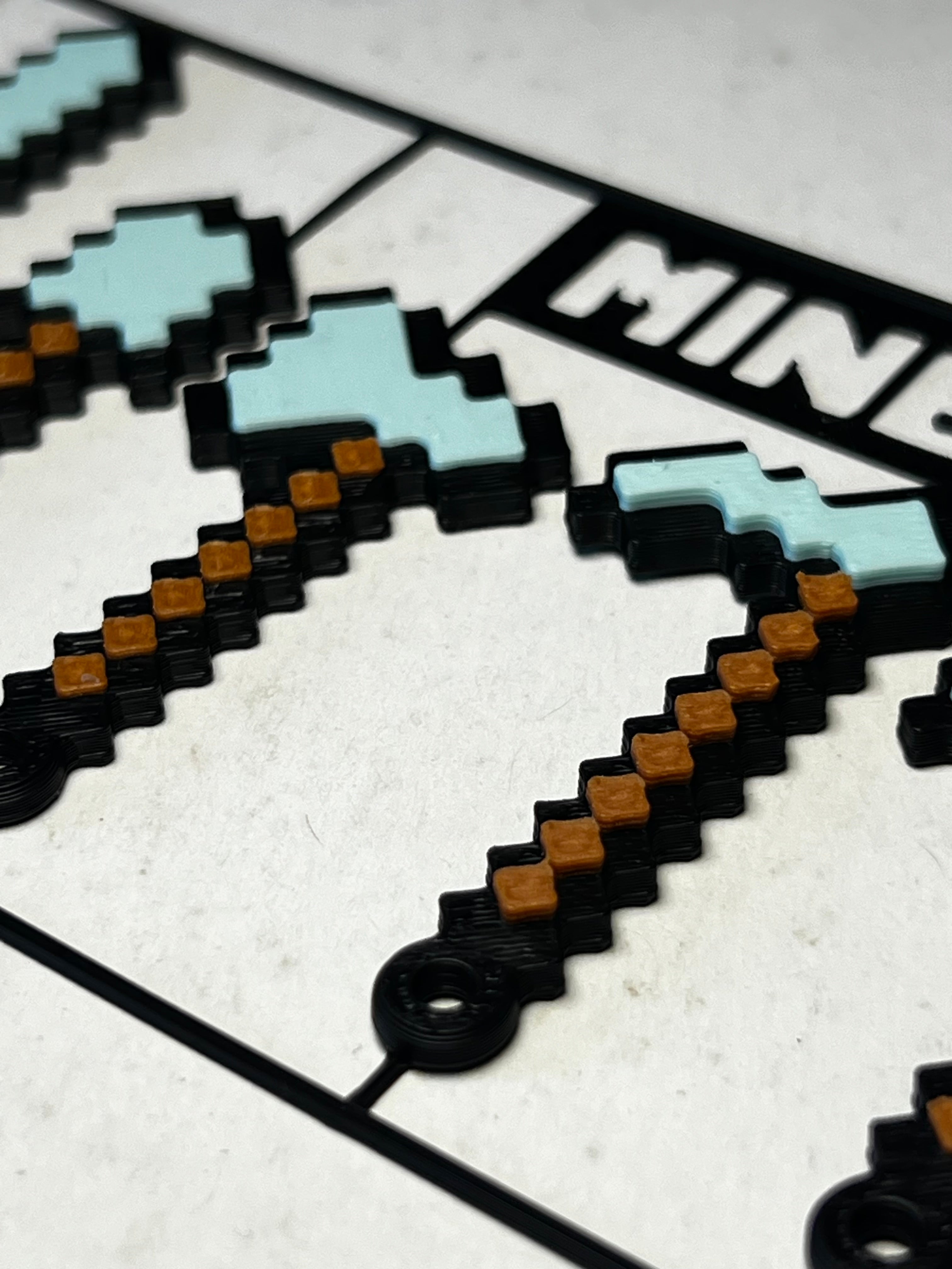 Minecraft Keychain Set of 5 Tools Sword Pickaxe Shovel Gift