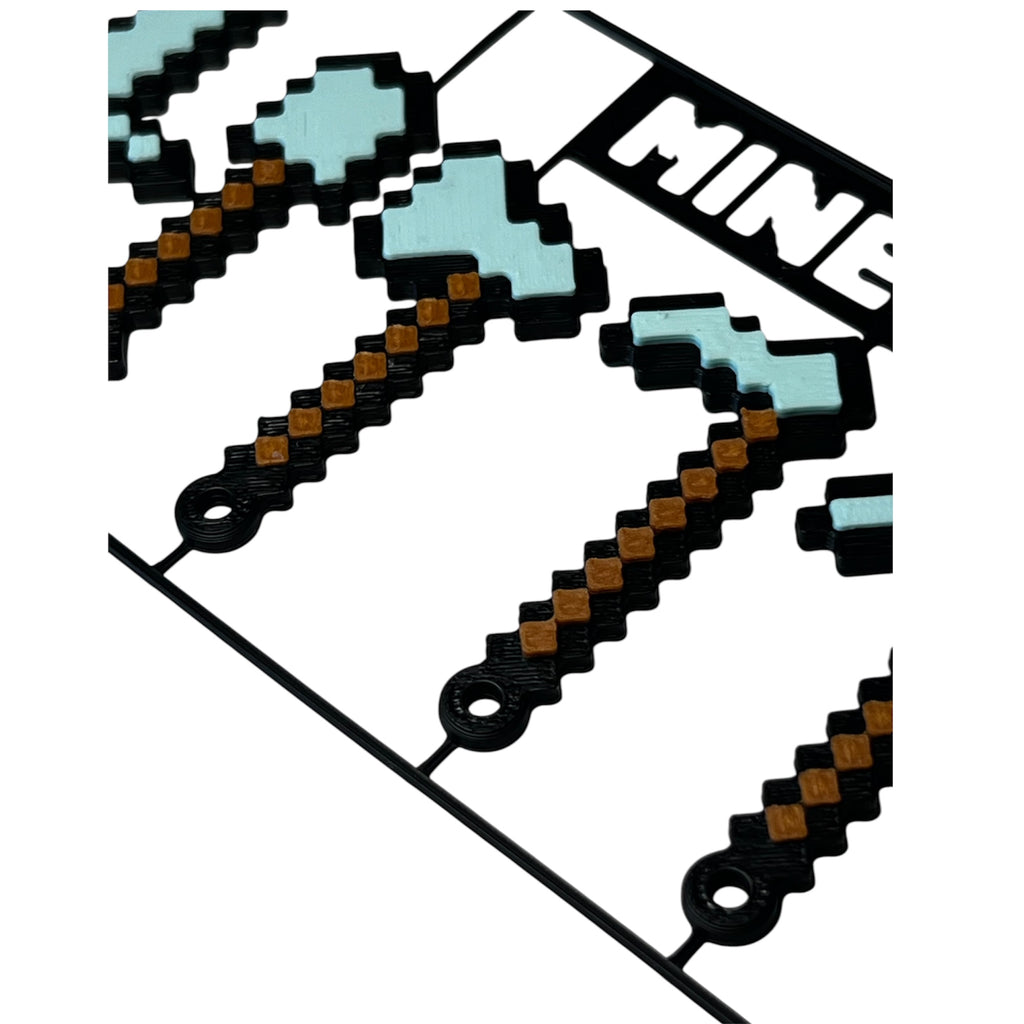 Minecraft Keychain Set of 5 Tools Sword Pickaxe Shovel Gift