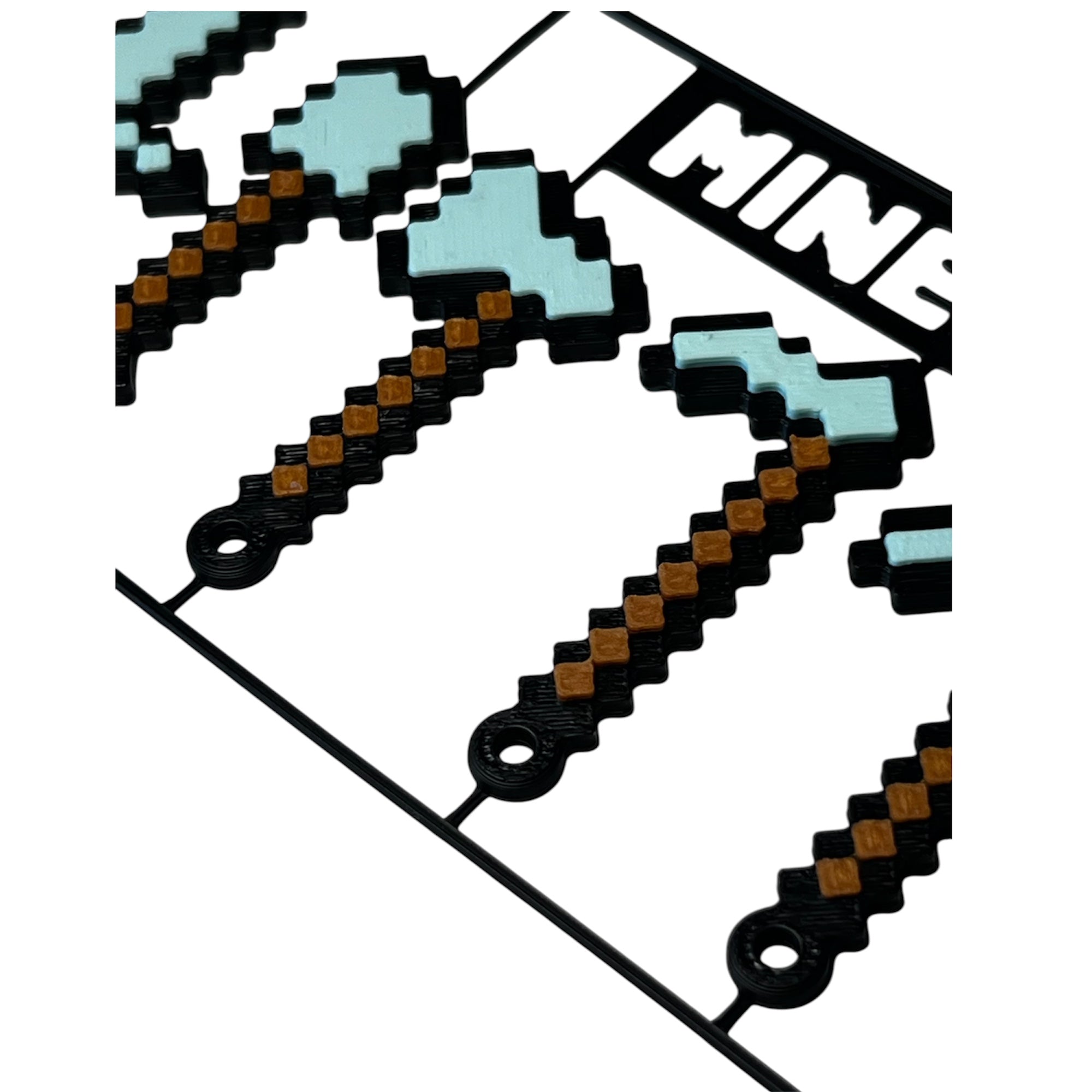 Minecraft Keychain Set of 5 Tools Sword Pickaxe Shovel Gift