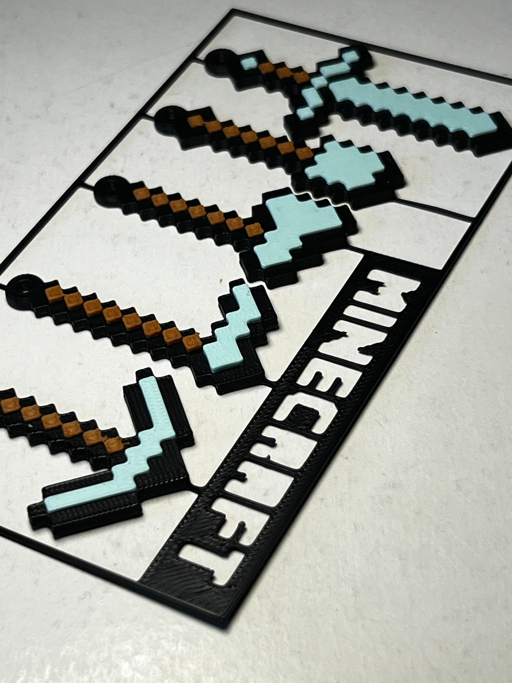 Minecraft Keychain Set of 5 Tools Sword Pickaxe Shovel Gift