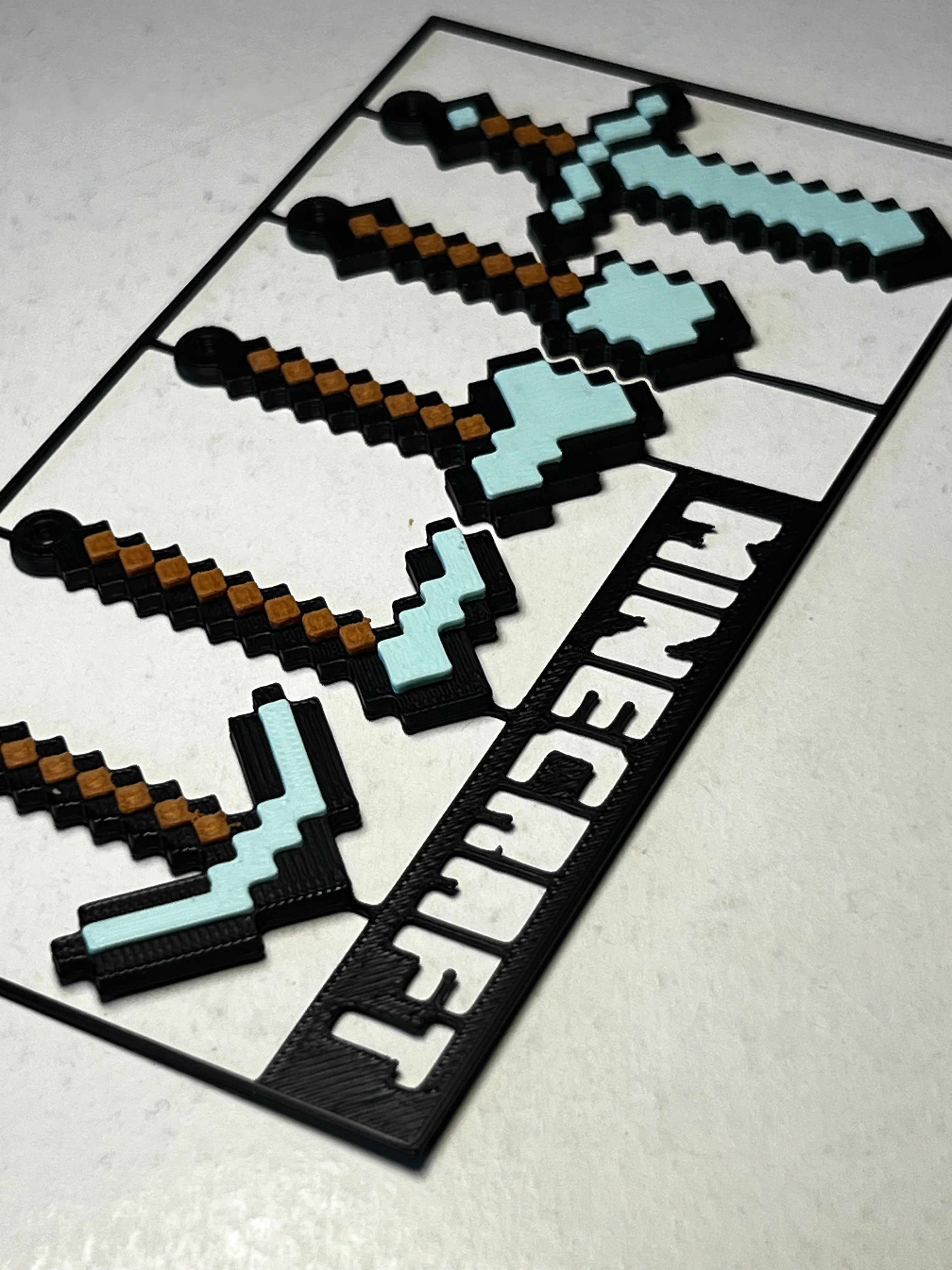 Minecraft Keychain Set of 5 Tools Sword Pickaxe Shovel Gift