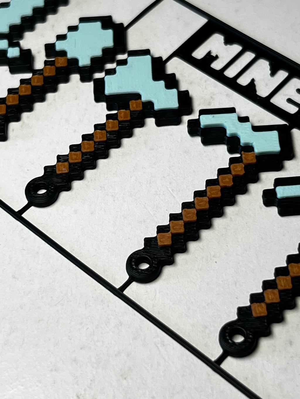 Minecraft Keychain Set of 5 Tools Sword Pickaxe Shovel Gift
